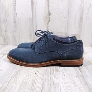 Nordstrom Rack Kamdem Men's 9.5 Blue Suede Cap Toe‎ Derby Shoes Preppy Classic